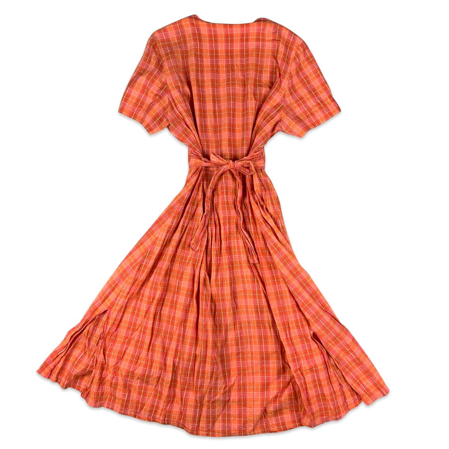 Vintage Orange Check Midi Dress 18