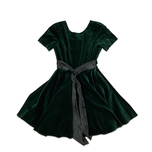 Vintage 90s Velvet Party Mini Dress Green 8 10