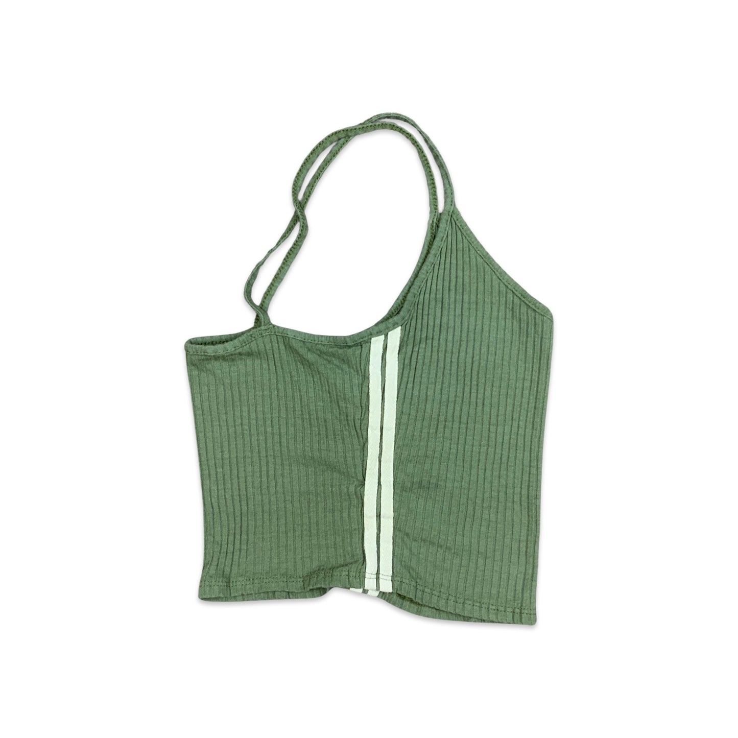 90s Y2K Green White Crop Top Vest 6 8