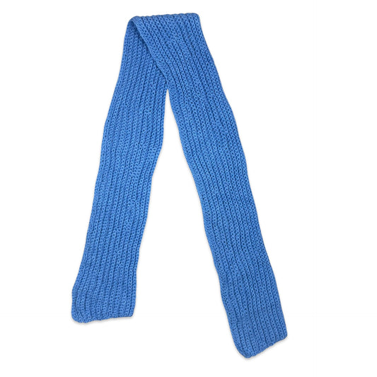 Vintage Hand Knit Skinny Scarf Blue