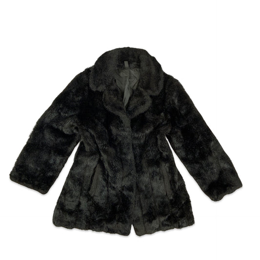 Vintage Y2K Black Faux Fur Teddy Bear Coat 10 12