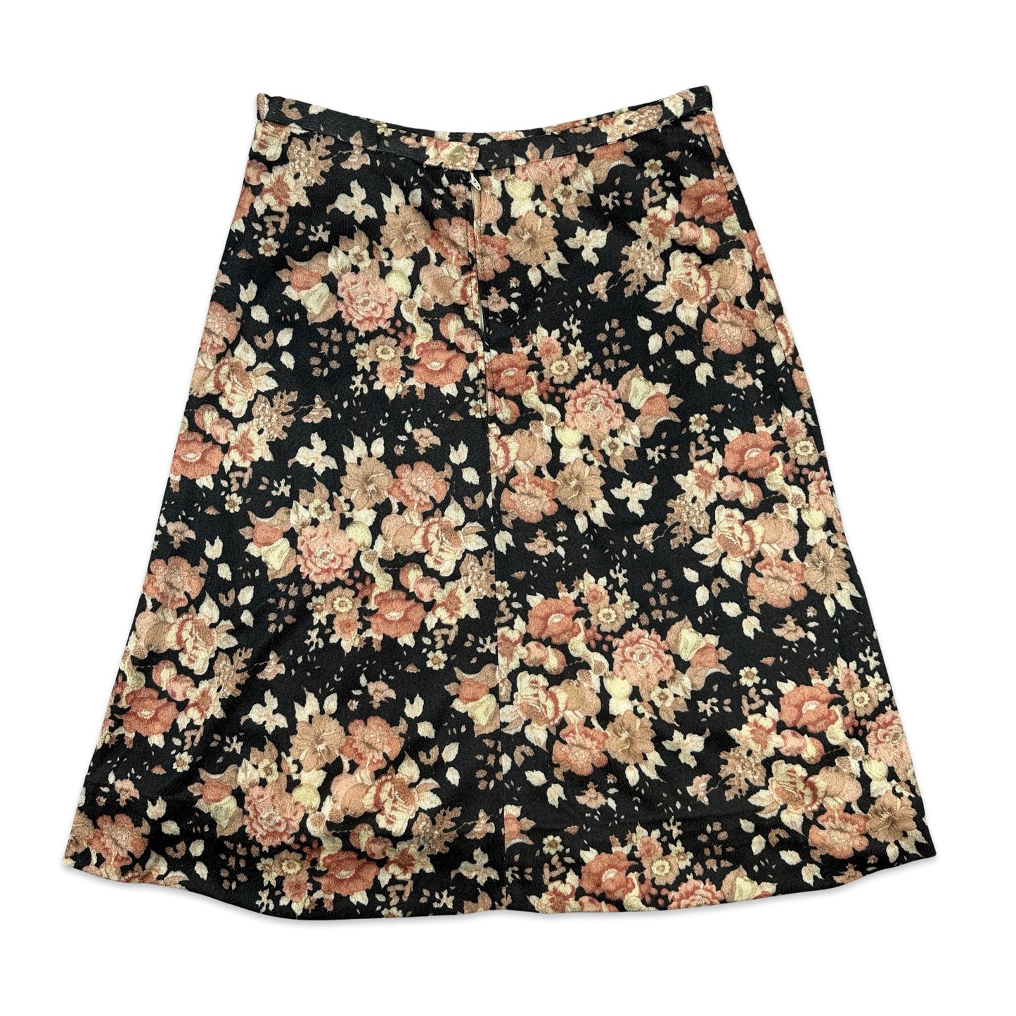 80s Vintage Grey & Pink Floral Skirt 12