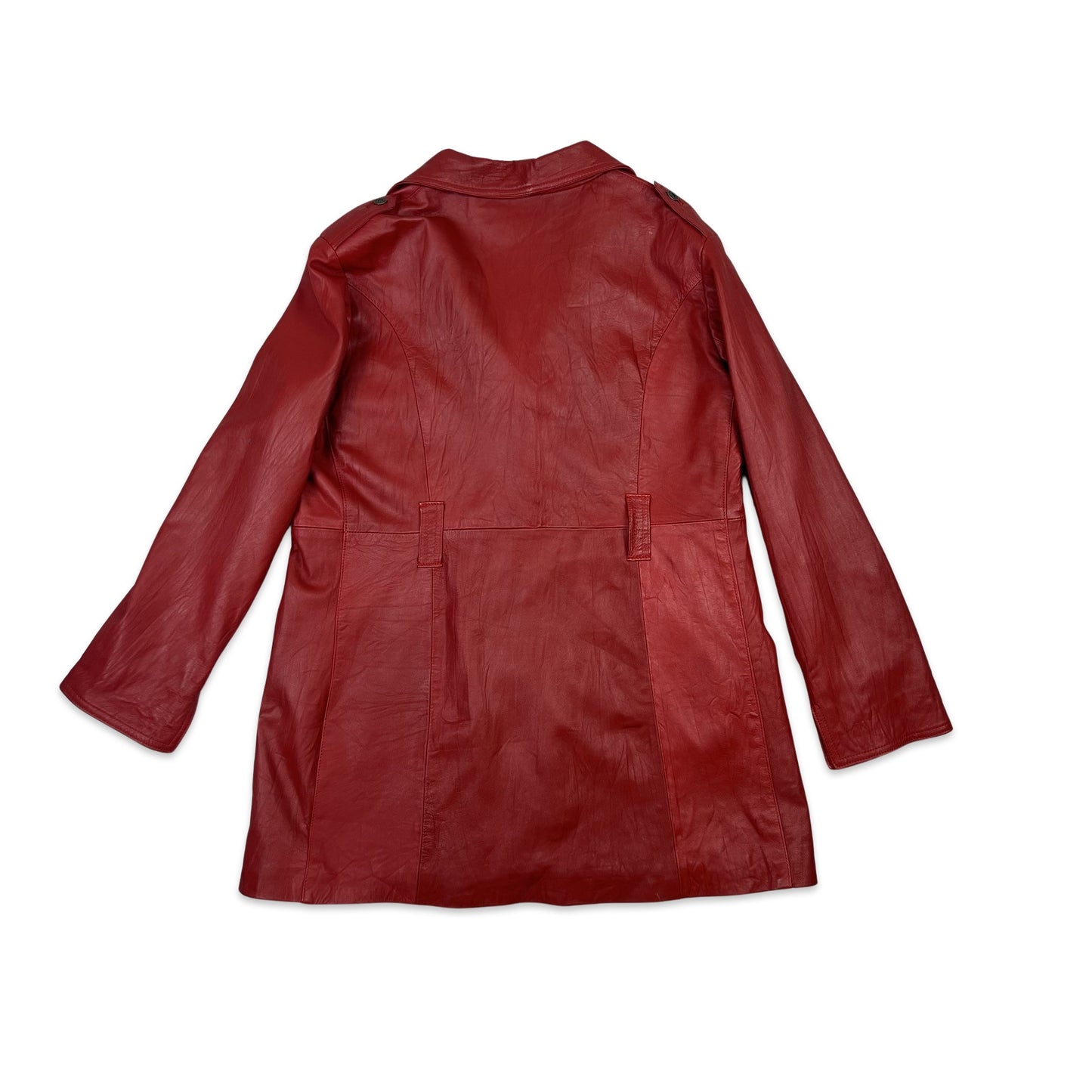 Vintage Leather Midi Jacket Red 18 20 22