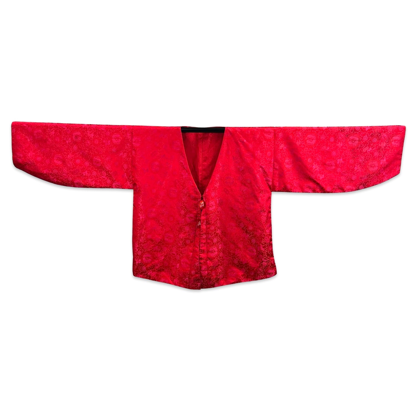 Vintage Ornate Kimono Tunic Top Red Pink 12 14 16