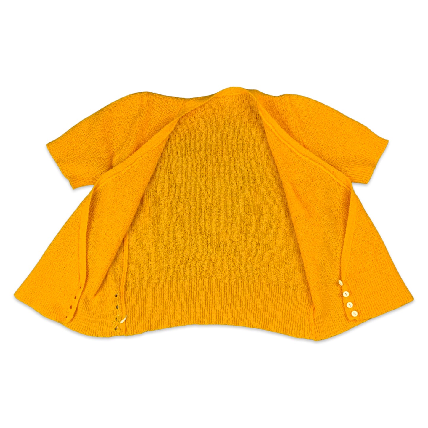Vintage Yellow Short Sleeved Wrap Around Knit Top 6 8
