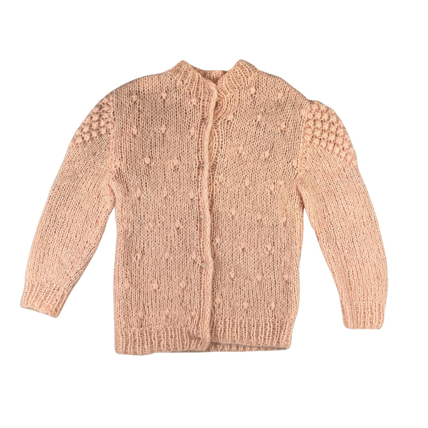 Vintage Mohair Pointelle Cardigan Baby Pink 8 10 12 14