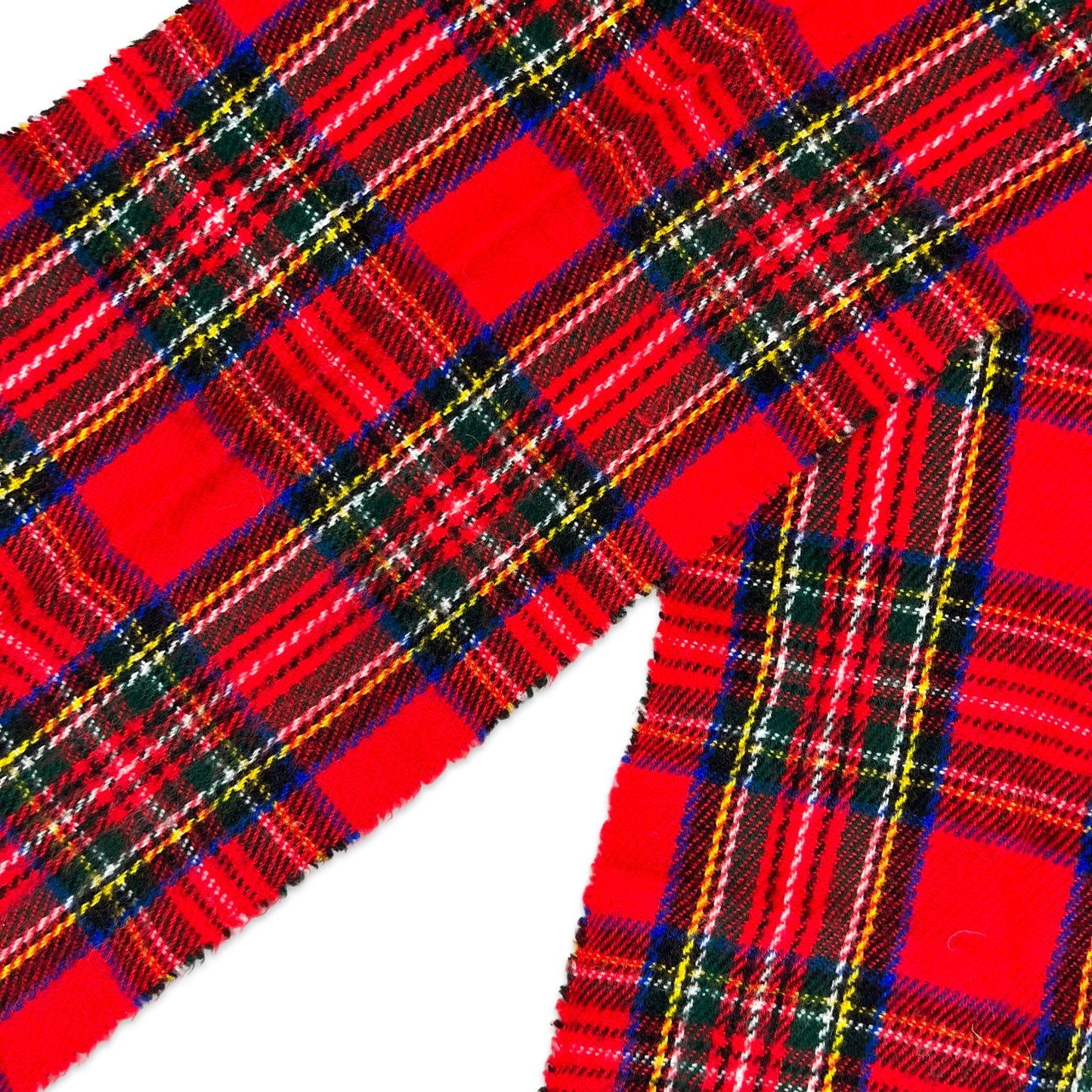 Vintage Tartan Plaid Knit Scarf Red Blue Yellow White Green