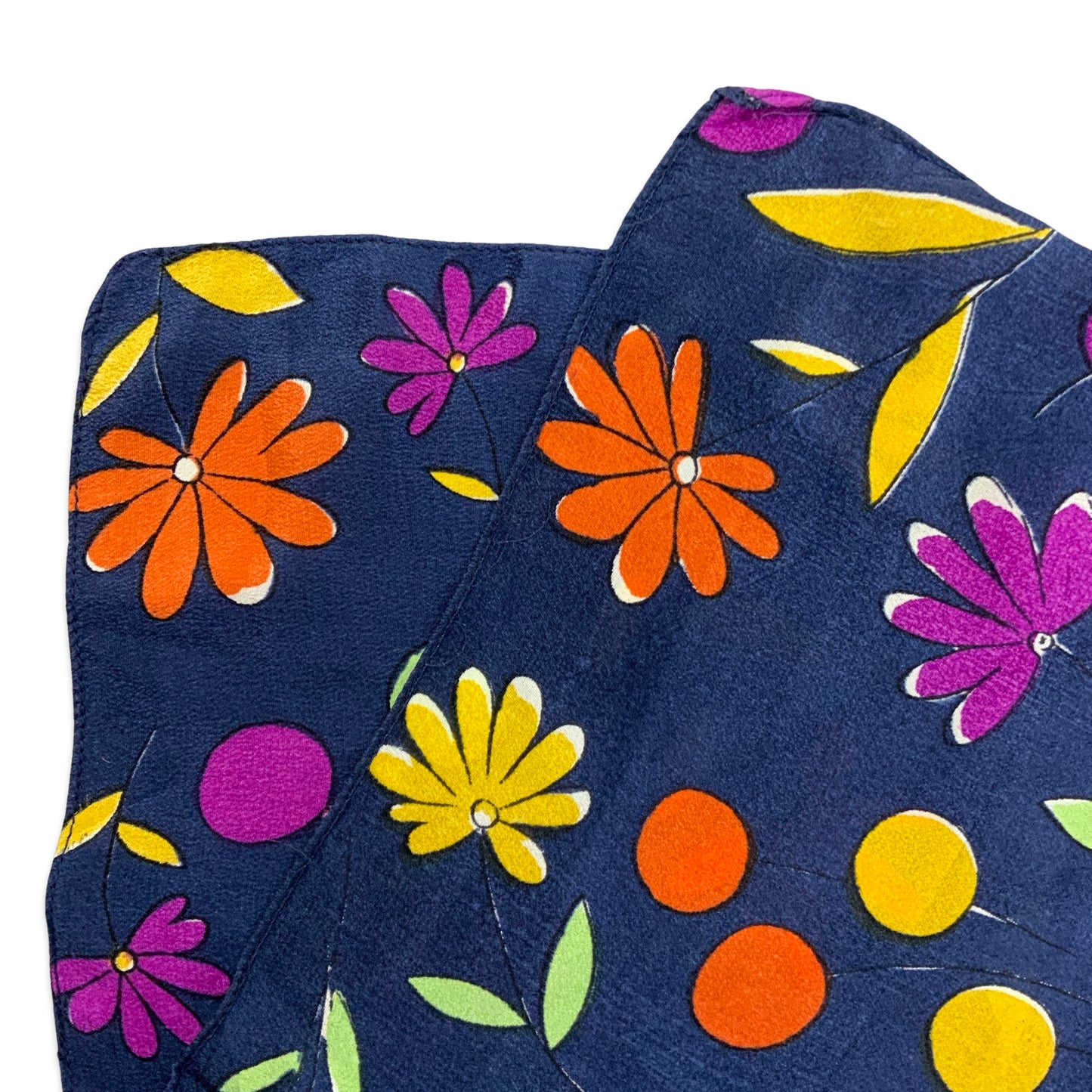 Vintage Y2K Blue Yellow Orange Purple Green Floral Scarf