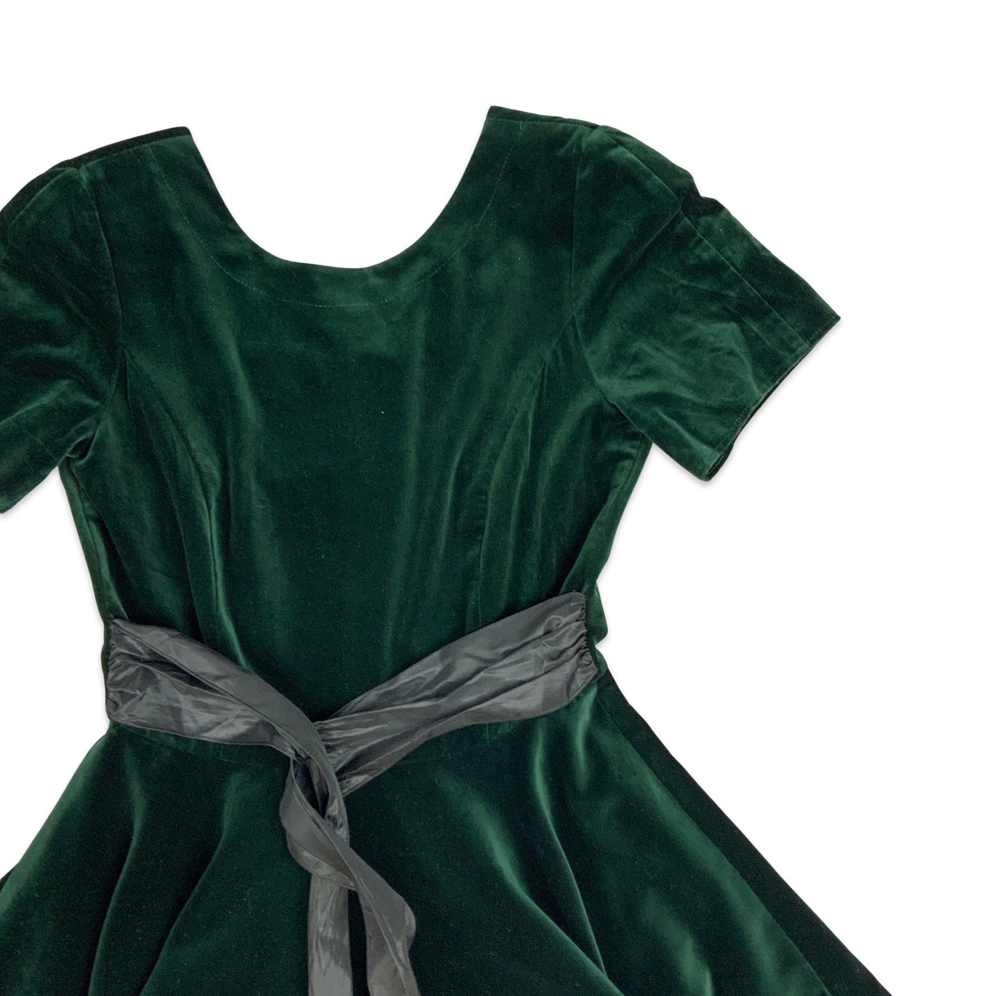 Vintage 90s Velvet Party Mini Dress Green 8 10