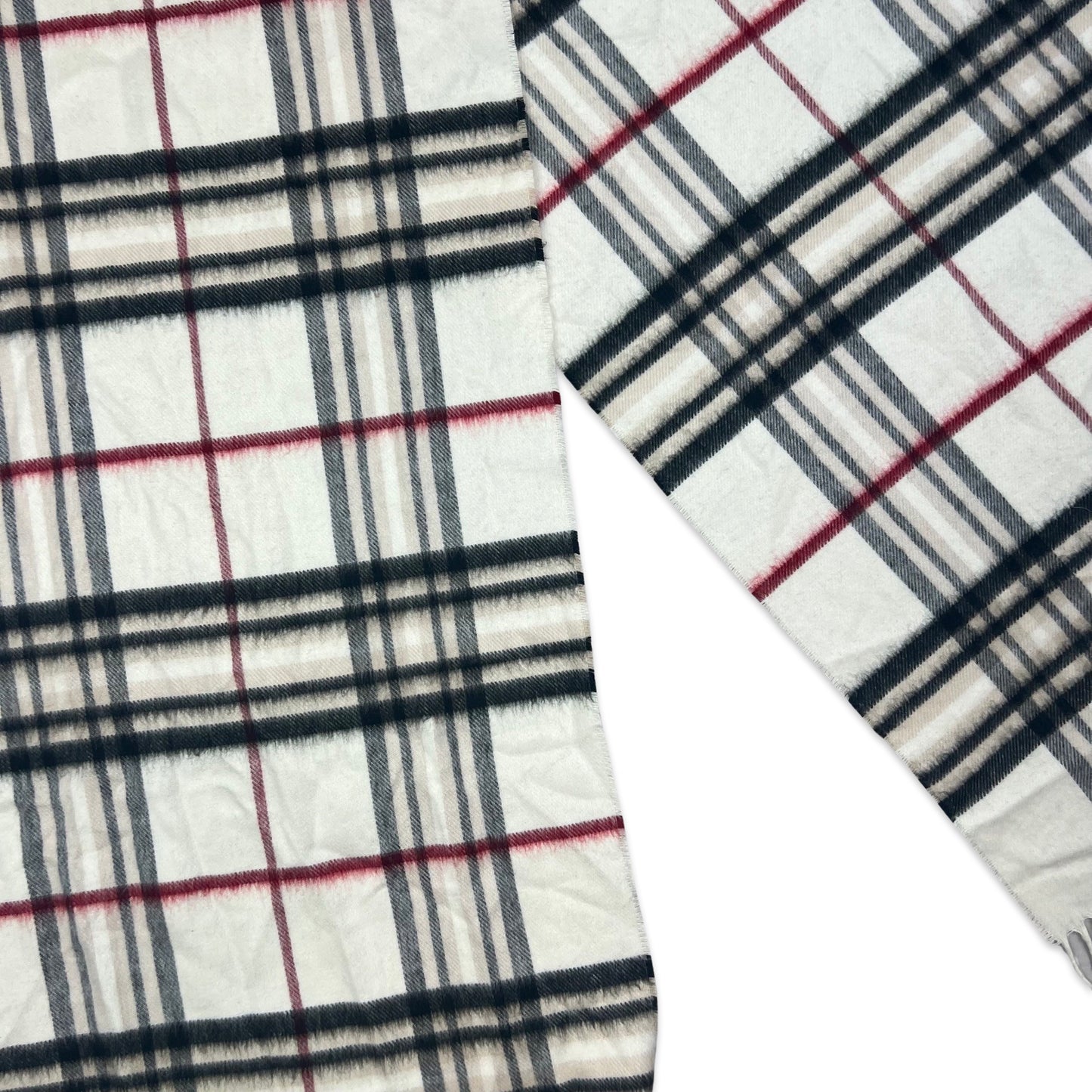 Vintage Plaid Cashmere Scarf White Black Red