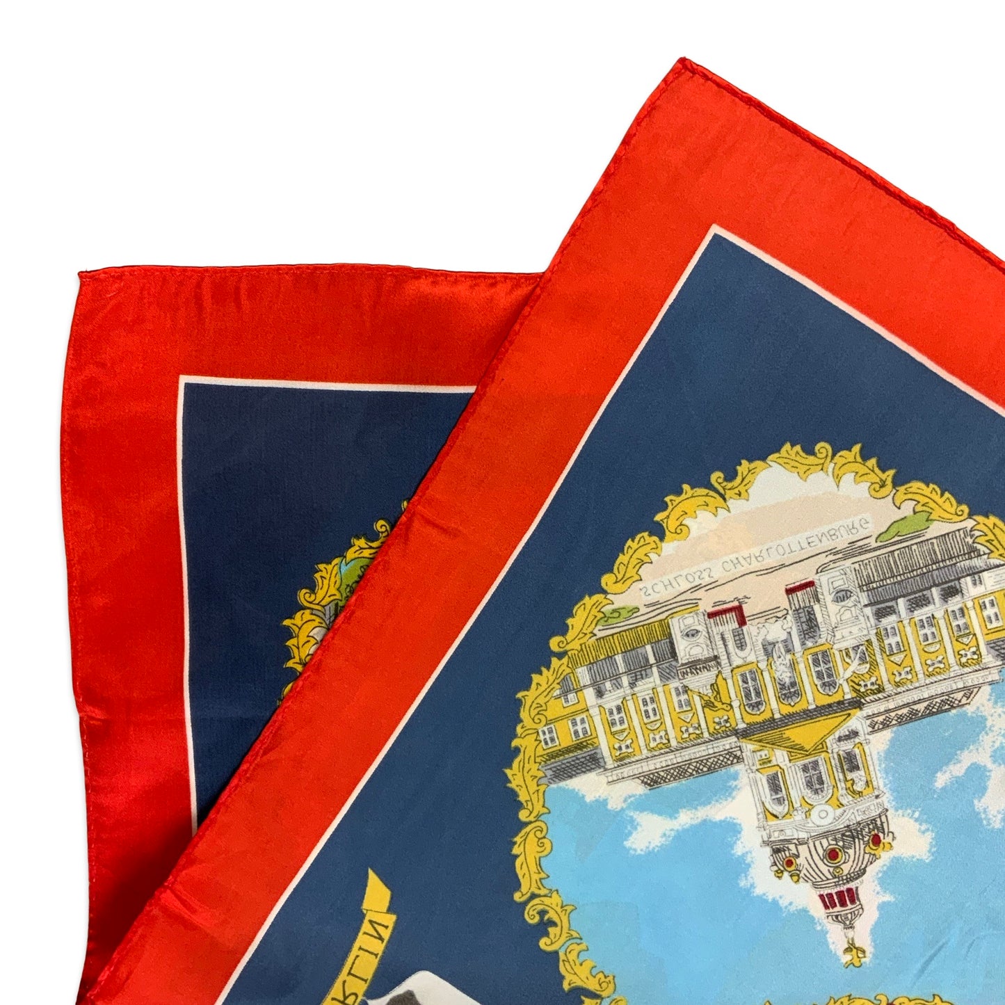 Vintage Blue Red Yellow Berlin Heraldry Silk Blend Souvenir Scarf