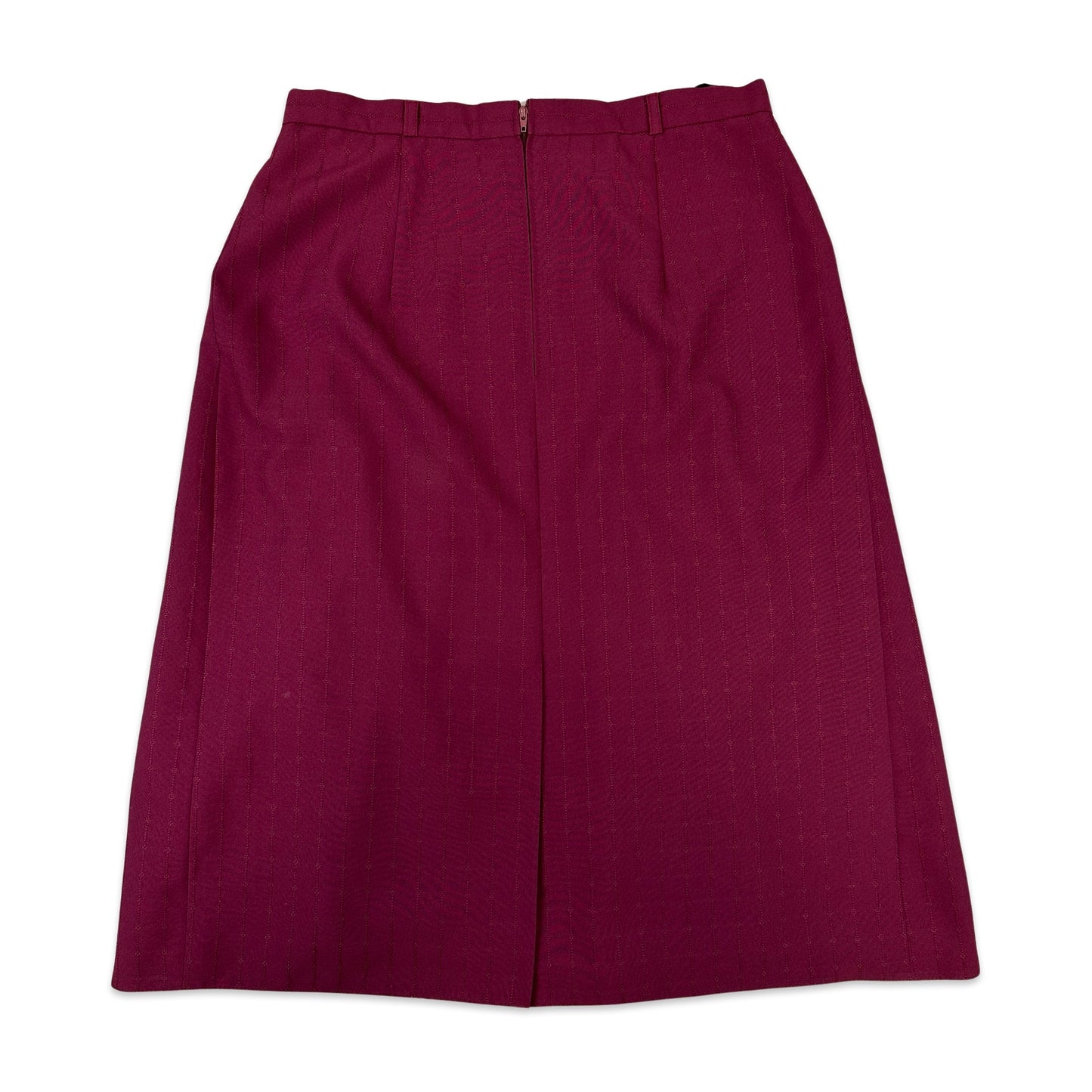 70s Vintage Burgundy Pleated Midi Skirt 14