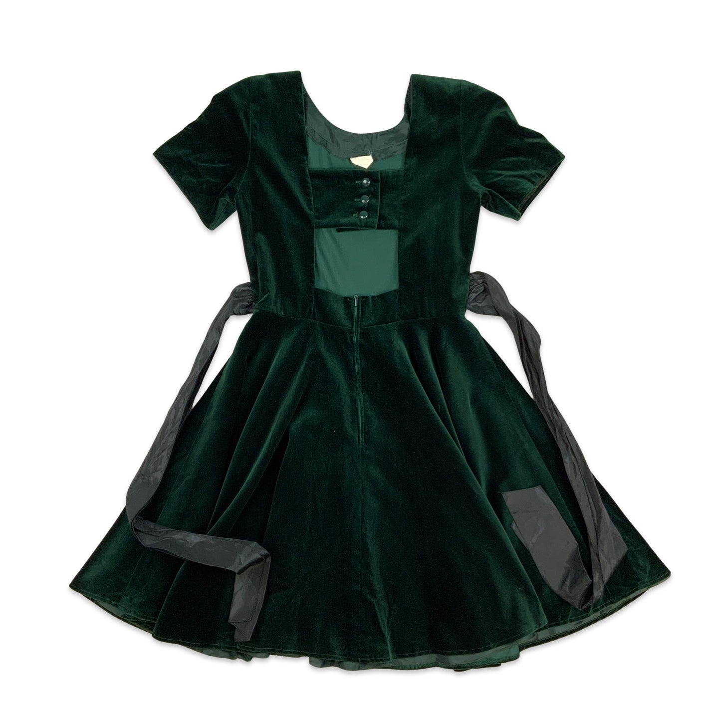 Vintage 90s Velvet Party Mini Dress Green 8 10