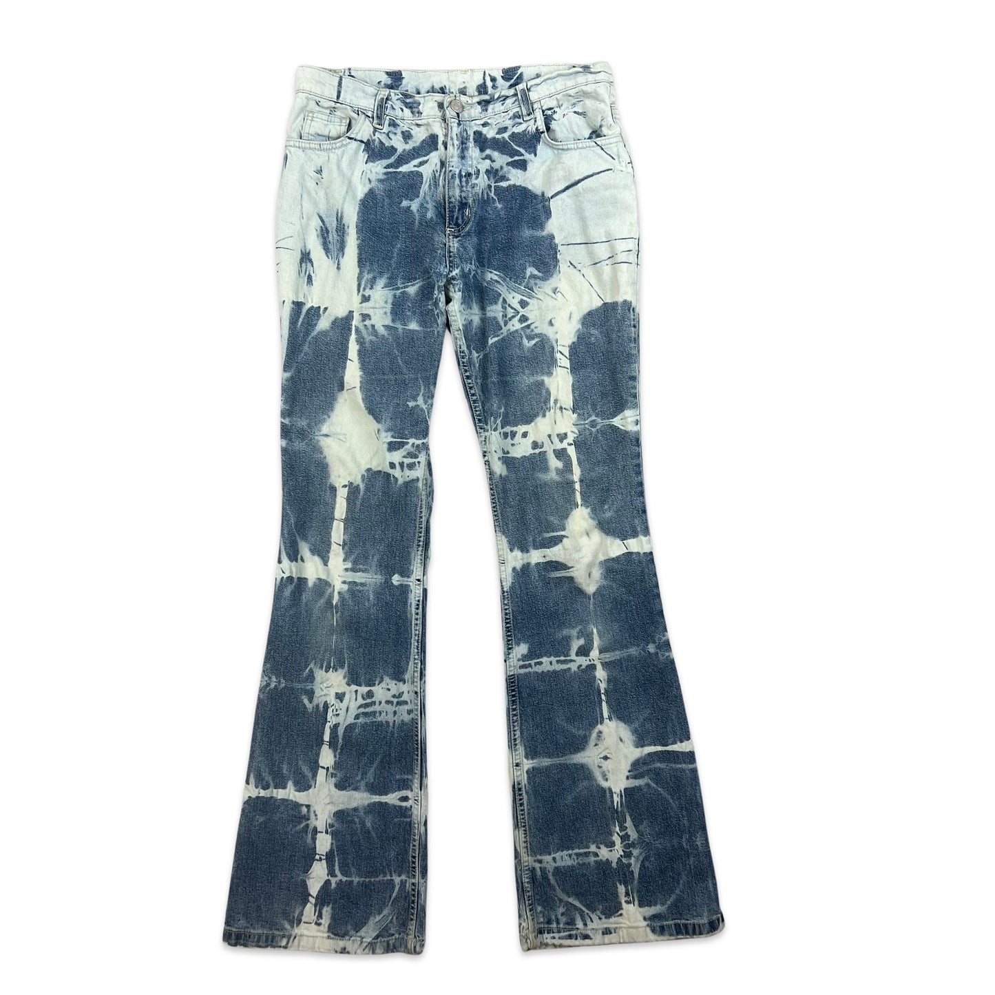 Y2K Vintage Blue Tie Dye Flared Jeans 12