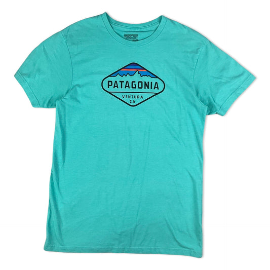 Patagonia Light Blue Logo Print Tee XS S
