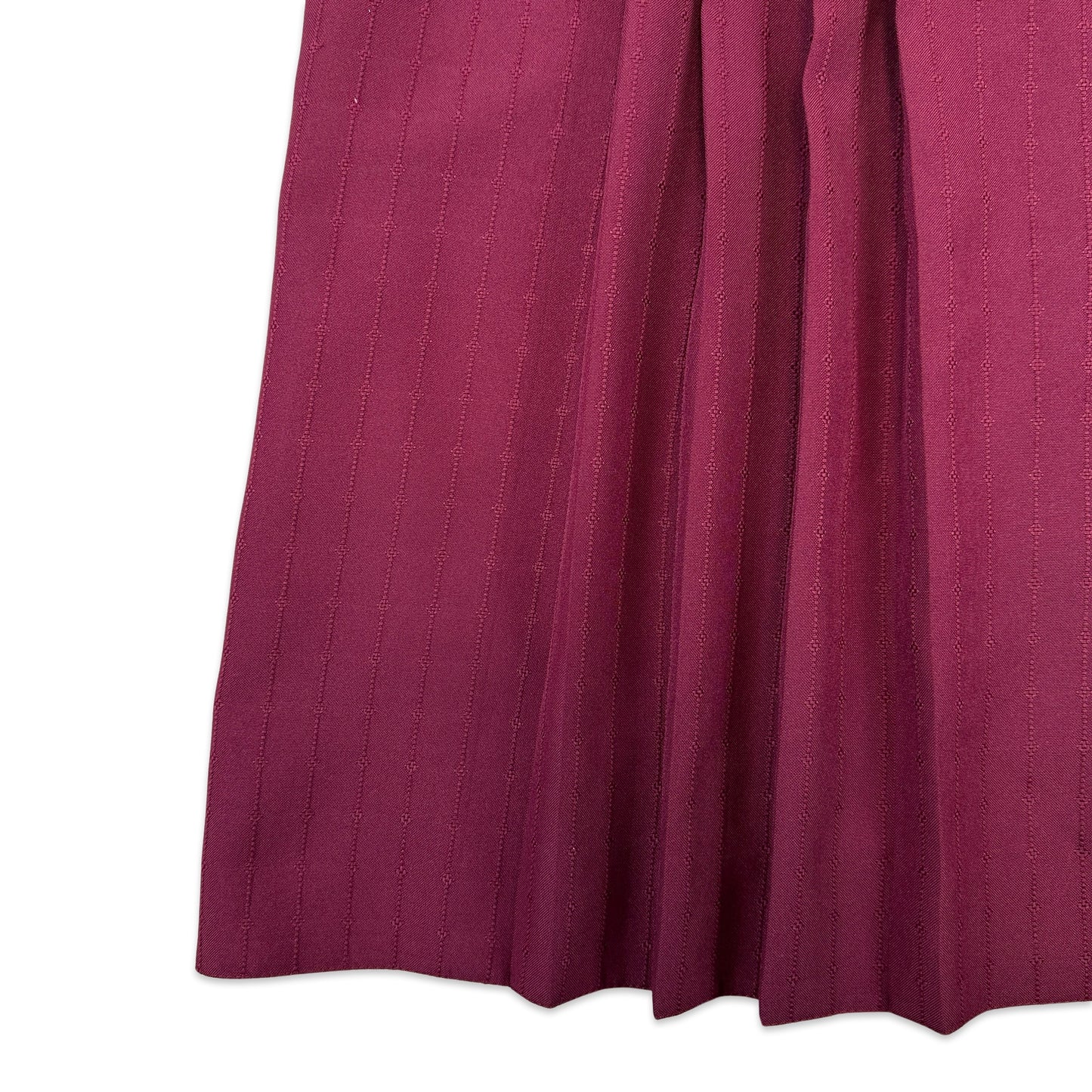 70s Vintage Burgundy Pleated Midi Skirt 14