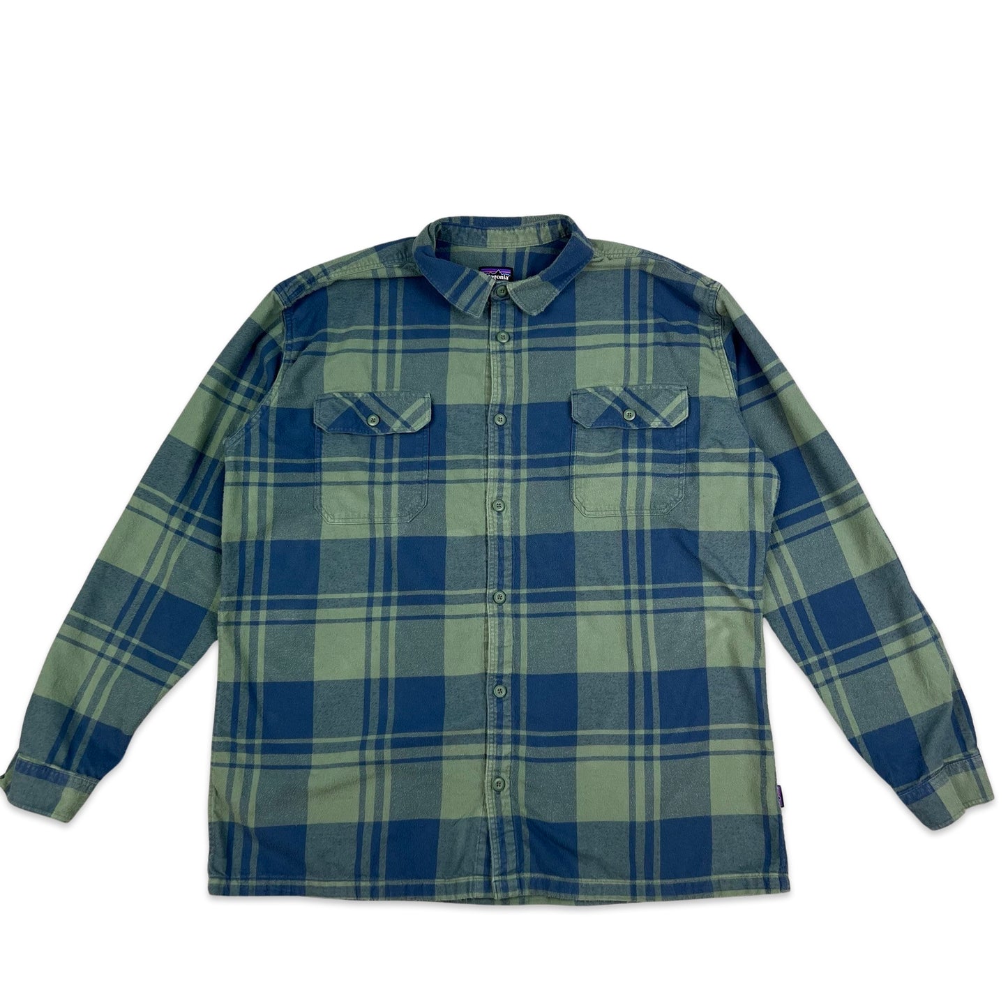 Patagonia Lightweight Flannel Shirt Green Blue Check XL 2XL