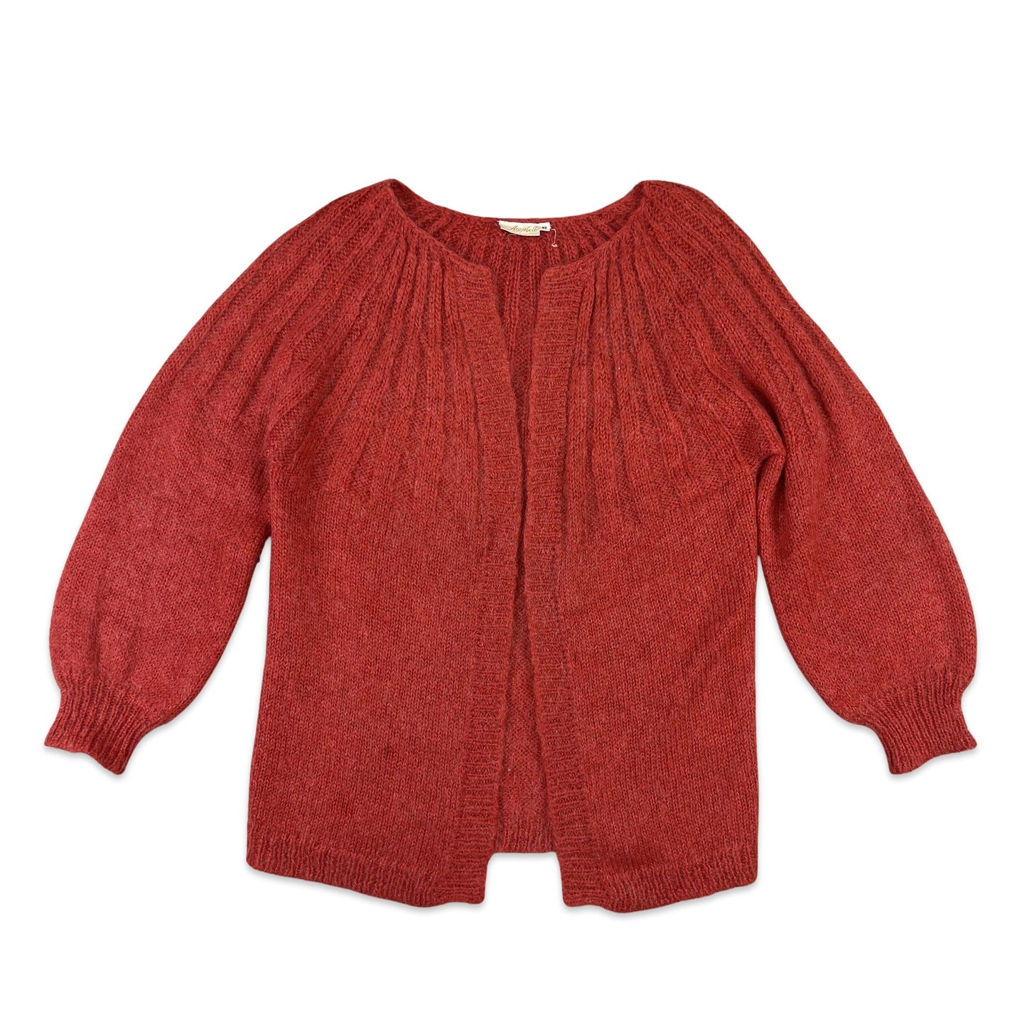 Vintage Mohair Cardigan Balloon Sleeve Red 12 14