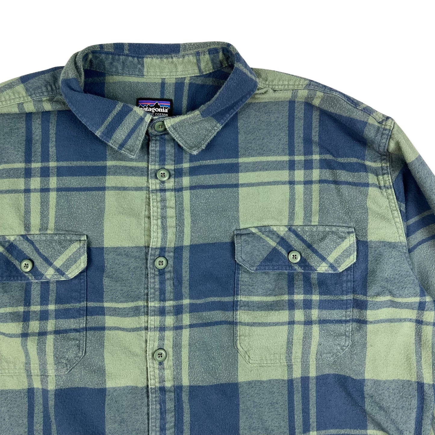 Patagonia Lightweight Flannel Shirt Green Blue Check XL 2XL