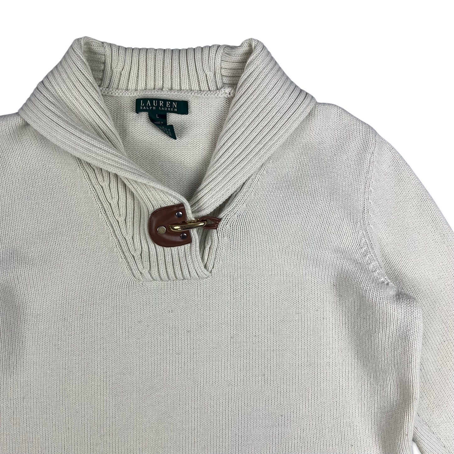 Vintage Ralph Lauren Knit Jumper Cream Brown 8 10 12