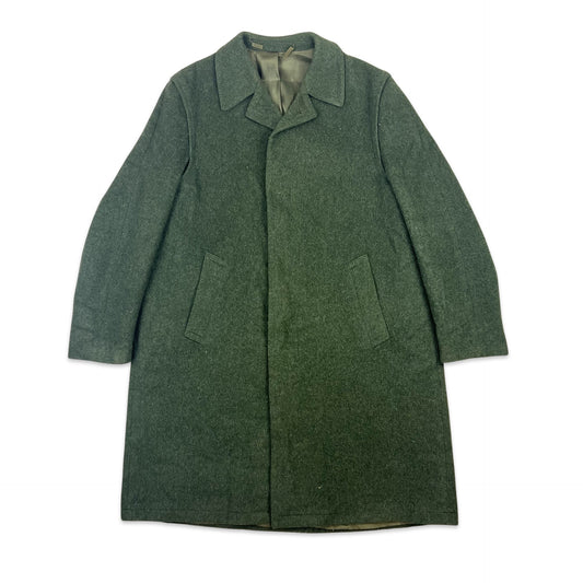 Vintage 70s Wool Midi Coat Green 16 18