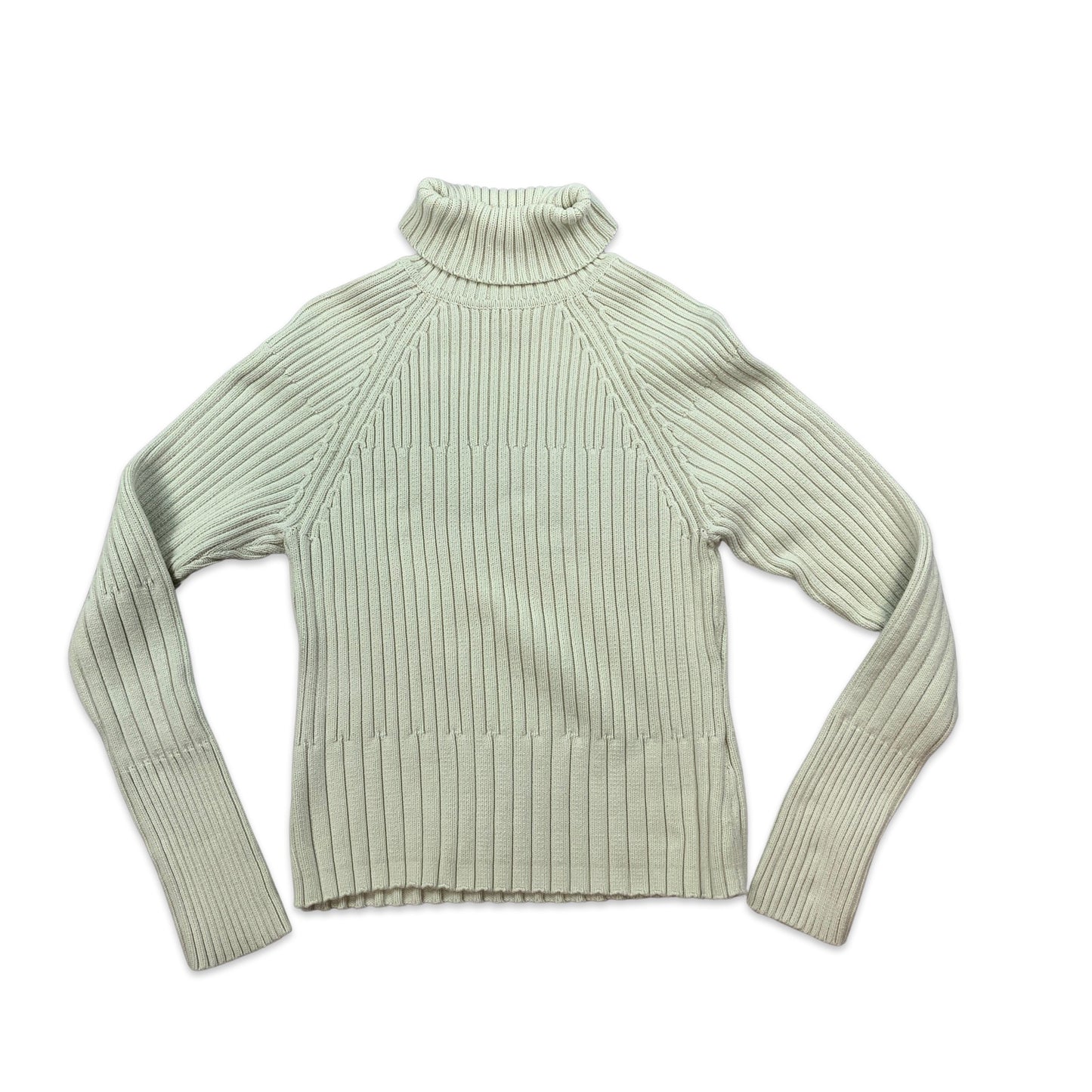 Vintage Gap Ribbed Knit Roll Neck Cream Jumper 12 14 16