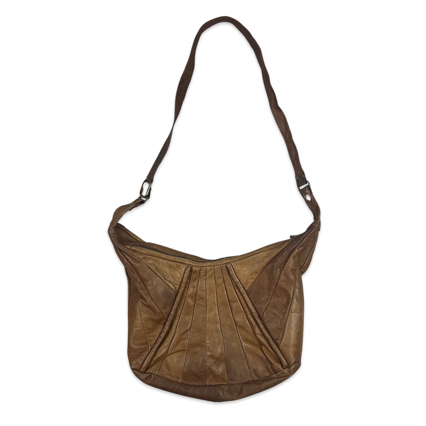 90s Vintage Hobo Brown Leather Handbag