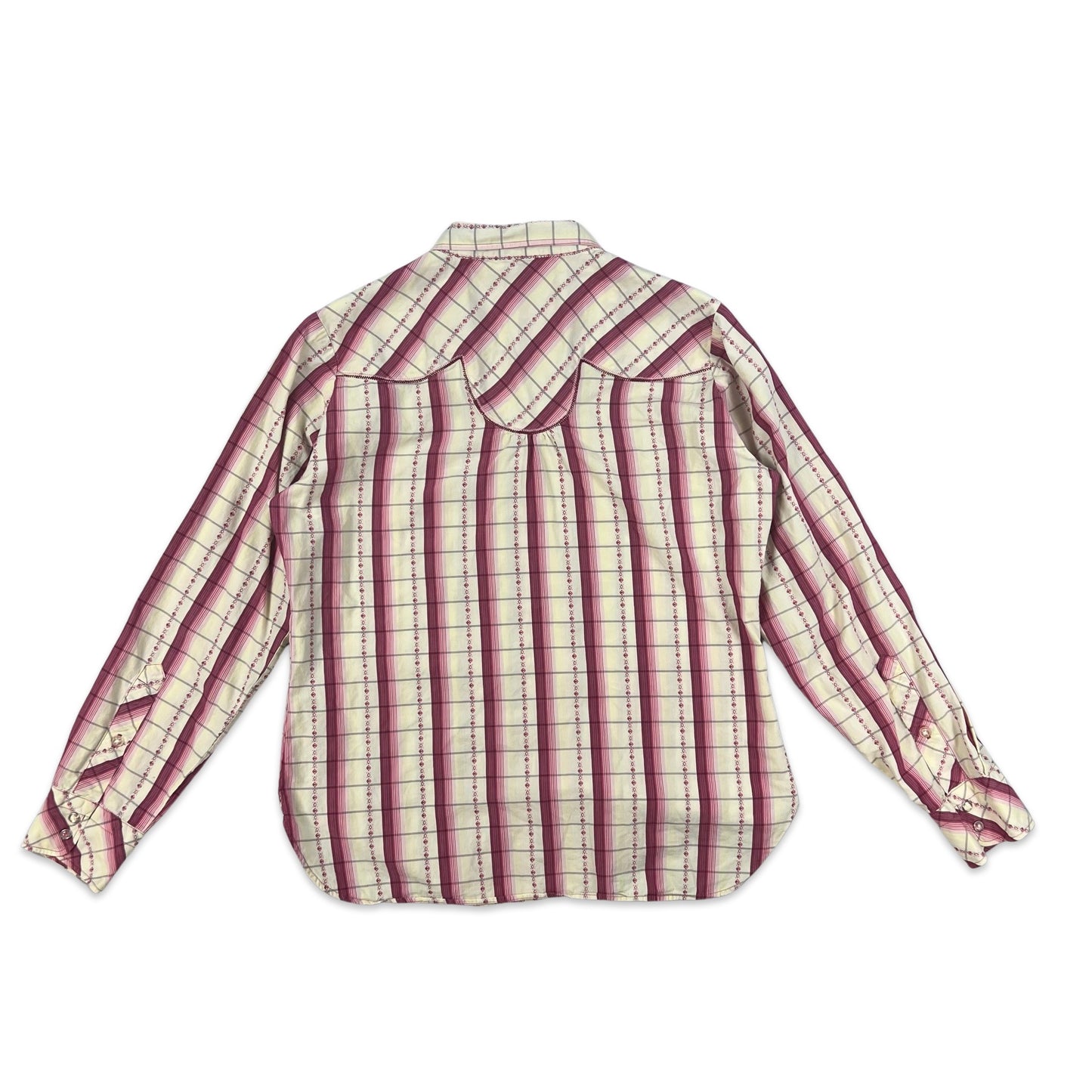 00s Vintage Cream Pink Levis Western Shirt 10 12 14
