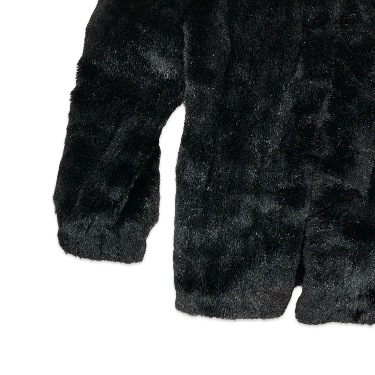 Vintage 90s Y2K Black Faux Fur Coat 6 8