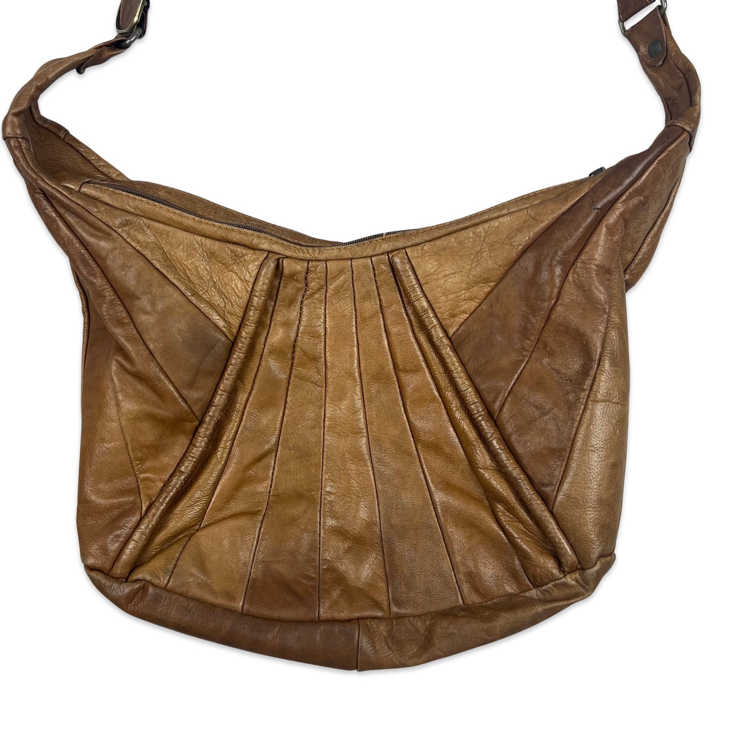 90s Vintage Hobo Brown Leather Handbag