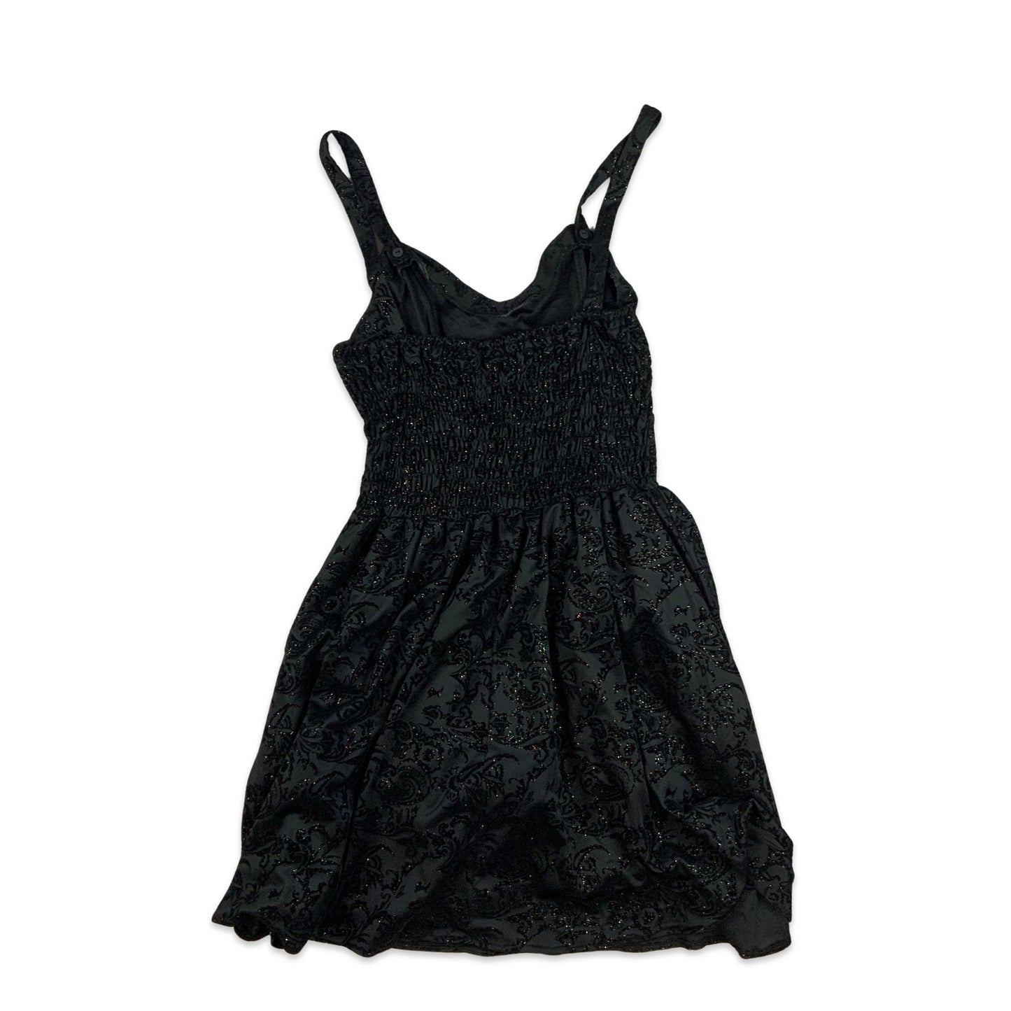 Vintage 80s Velvet Pattern Party Mini Promo Dress Black 8