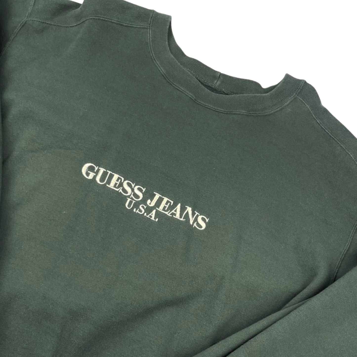 Vintage Guess Jeans Green Spell-out Sweatshirt XXL