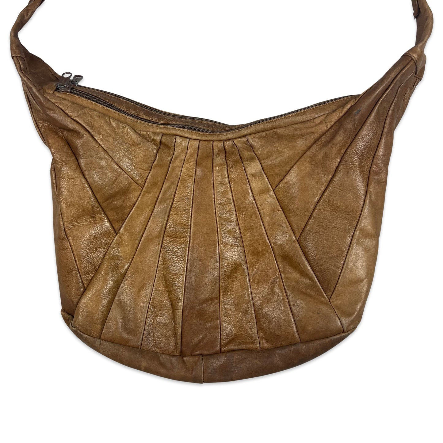 90s Vintage Hobo Brown Leather Handbag