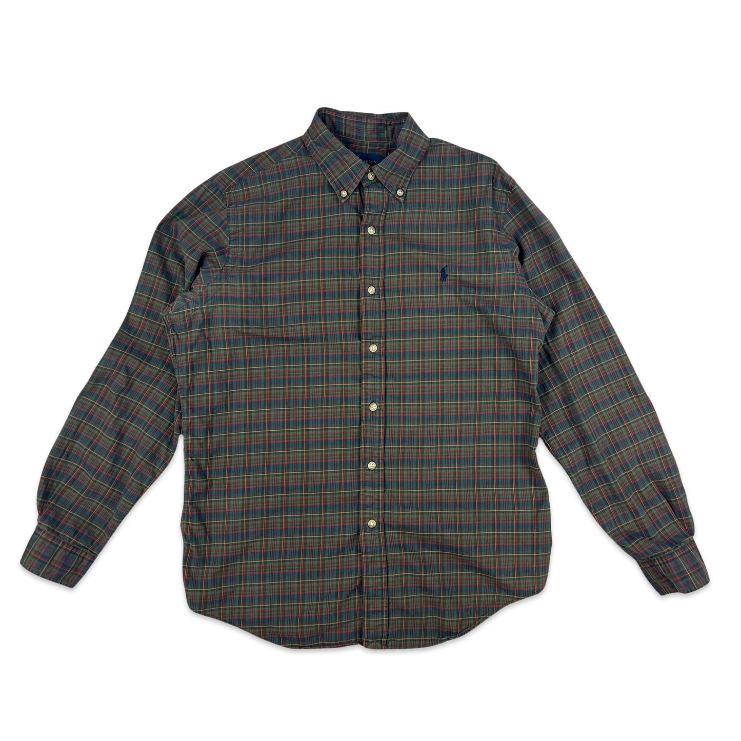 90s 00s Vintage Ralph Lauren Plaid Shirt Green Blue Red Yellow M L