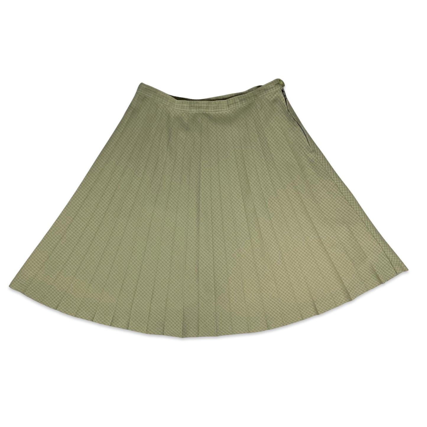 Vintage Pleated Green Checked Midi Skirt 16