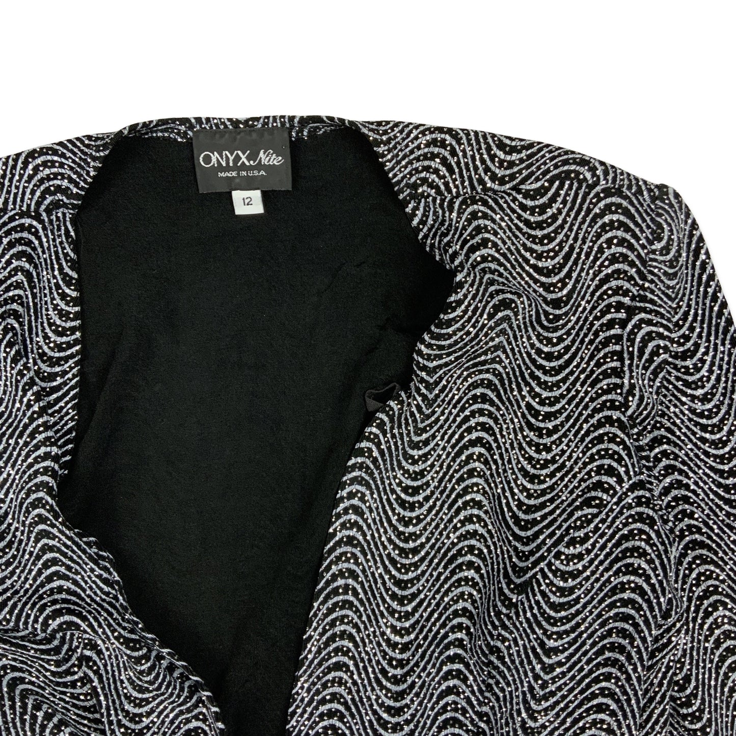 Vintage 80s Lurex Shawl Black Silver 8 10 12