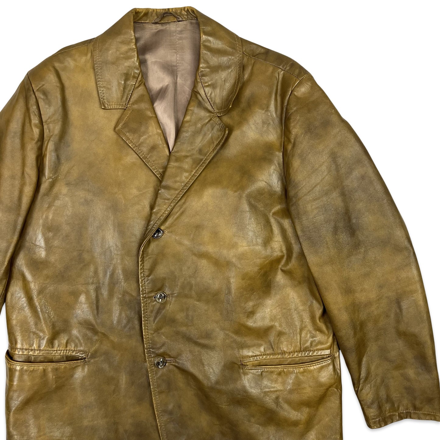 Vintage Leather Blazer Jacket Brown S M