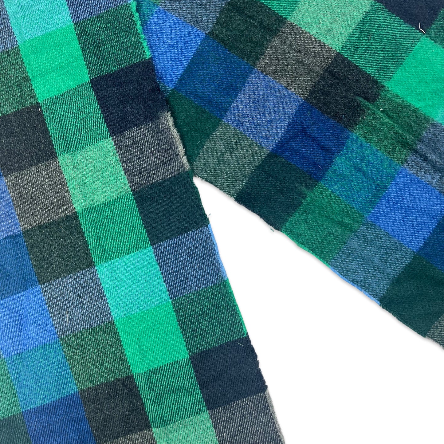 Vintage Check Knit Scarf Blue Green