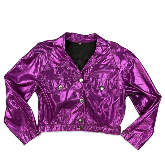 Vintage 90s Metallic Lamé Blouse Jacket Pink 14