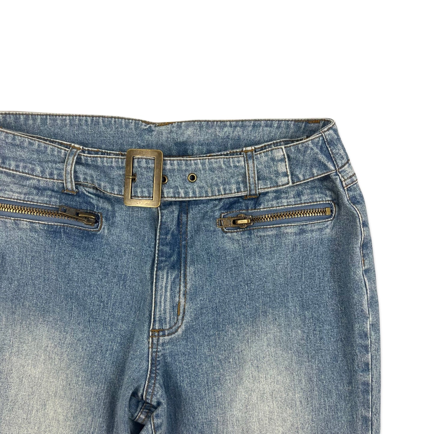 Y2K Vintage Bluse Belted Flared Jeans 14