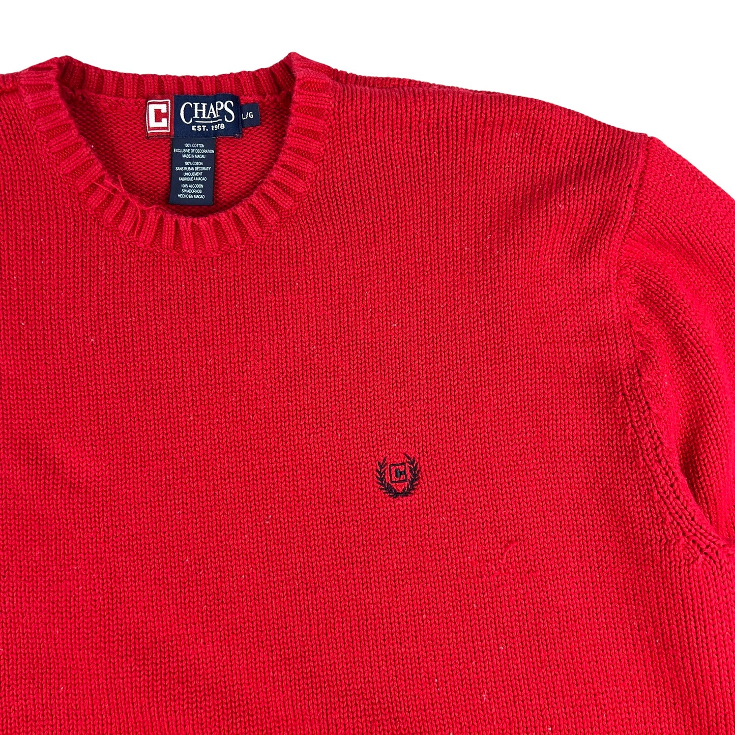 Vintage Chaps Ralph Lauren Knit Jumper Red L XL