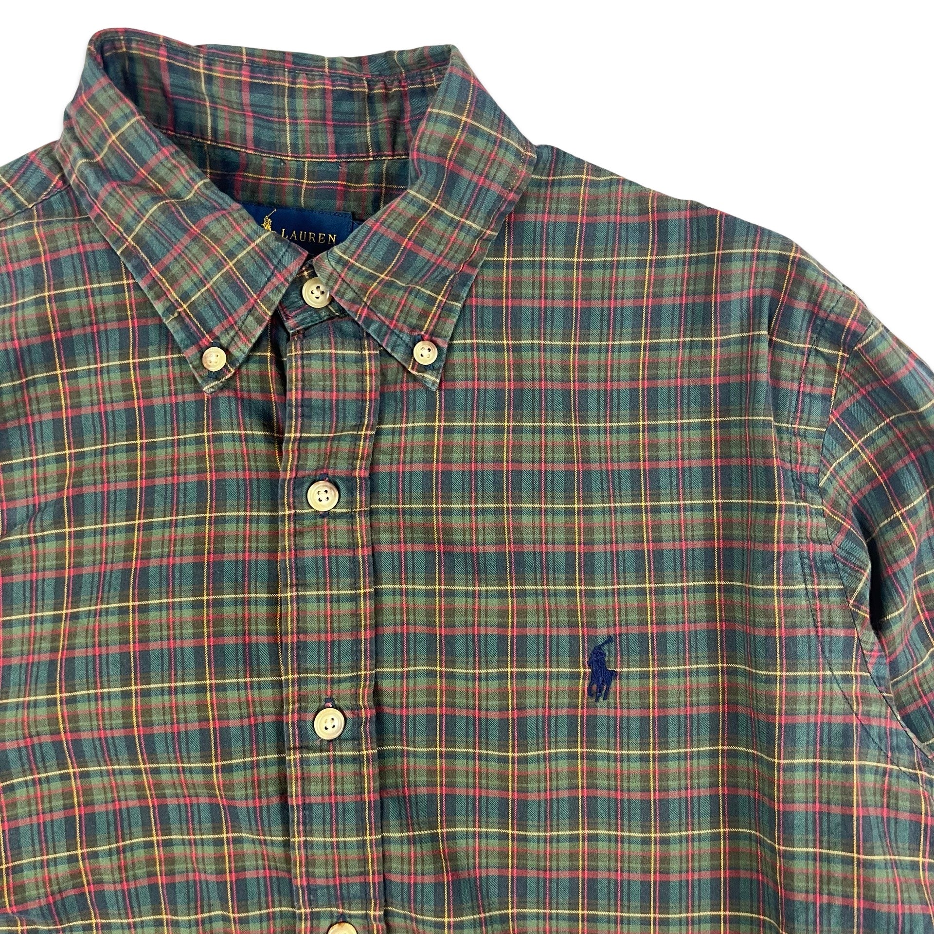 90s 00s Vintage Ralph Lauren Plaid Shirt Green Blue Red Yellow M L