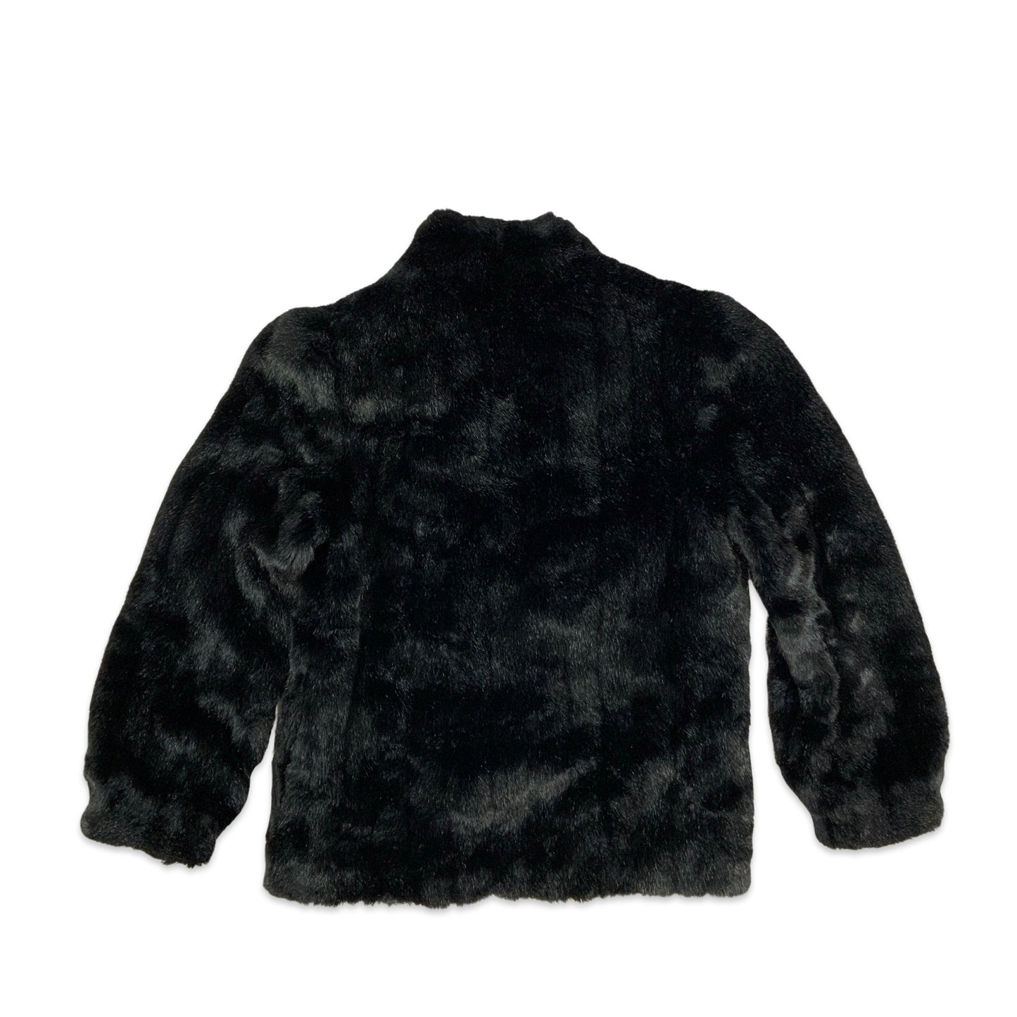 Vintage 90s Y2K Black Faux Fur Coat 6 8