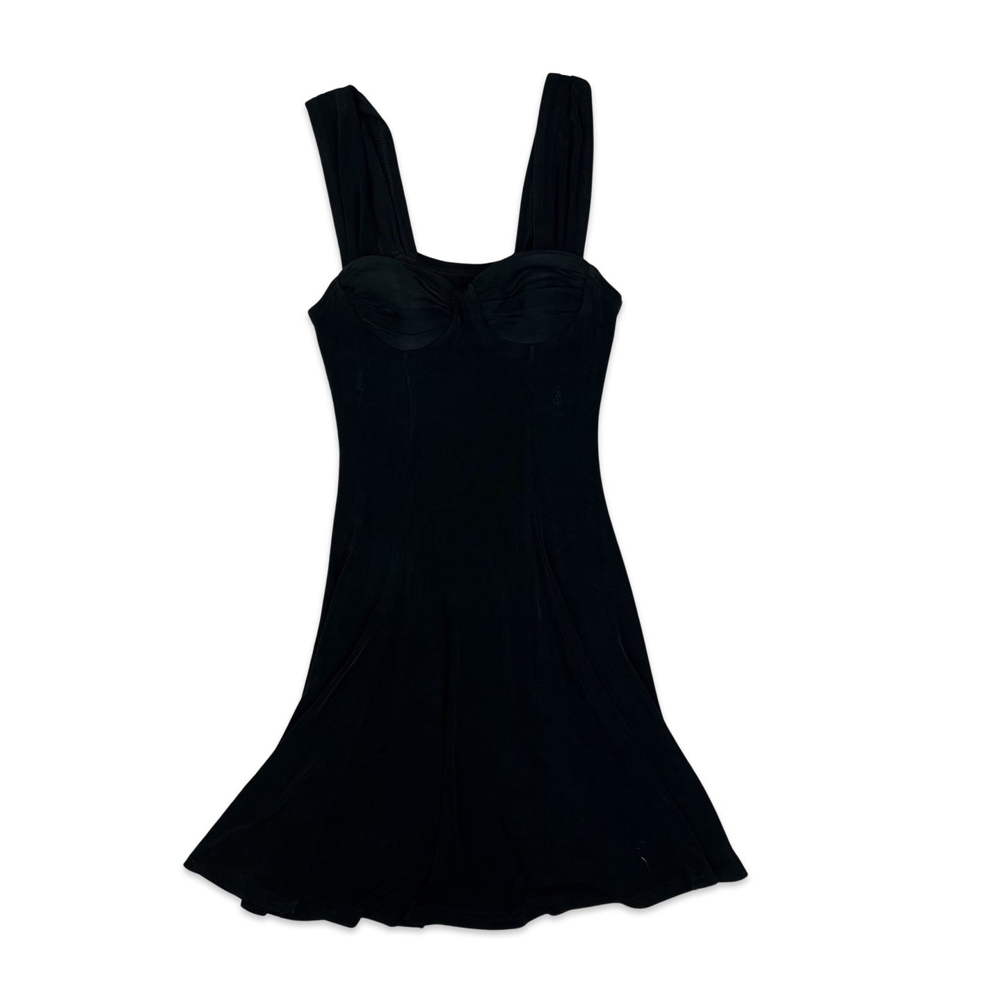 Vintage 90s Skater Dress Black 10 12 14