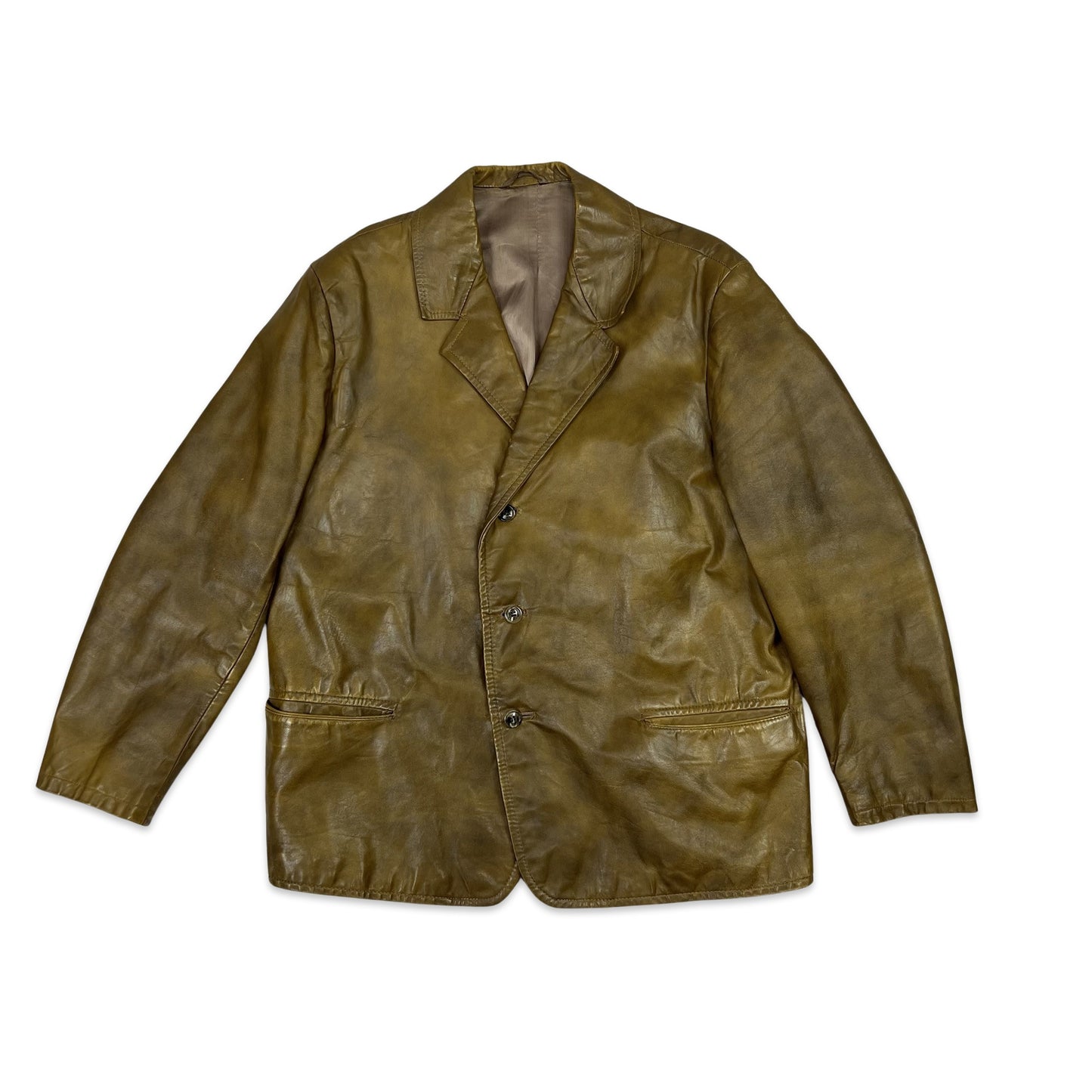 Vintage Leather Blazer Jacket Brown S M