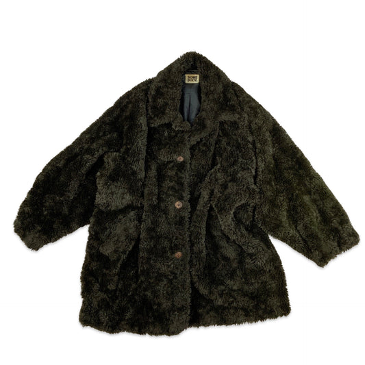 Vintage Y2 Dark Brown  Faux Fur Teddy Bear Coat 16 18 20