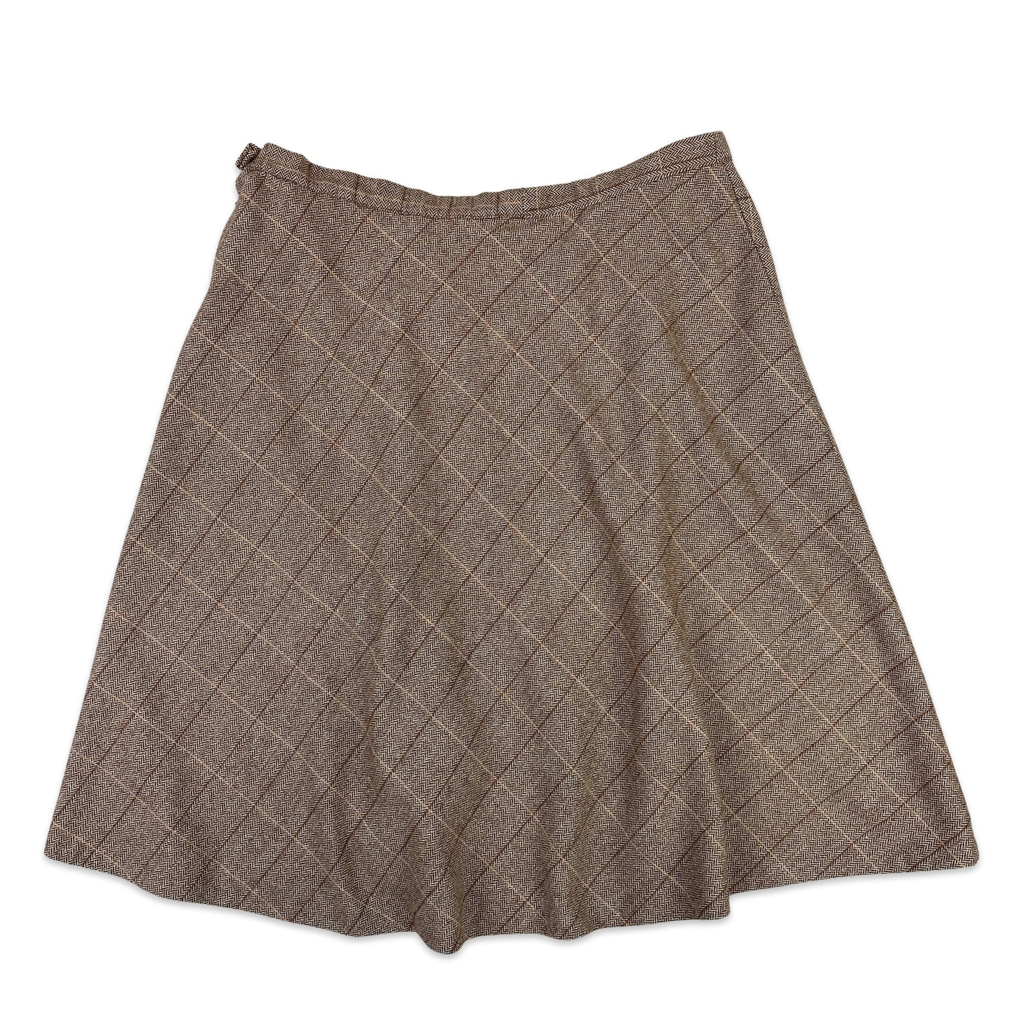 80s Vintage Brown Check Skirt 18