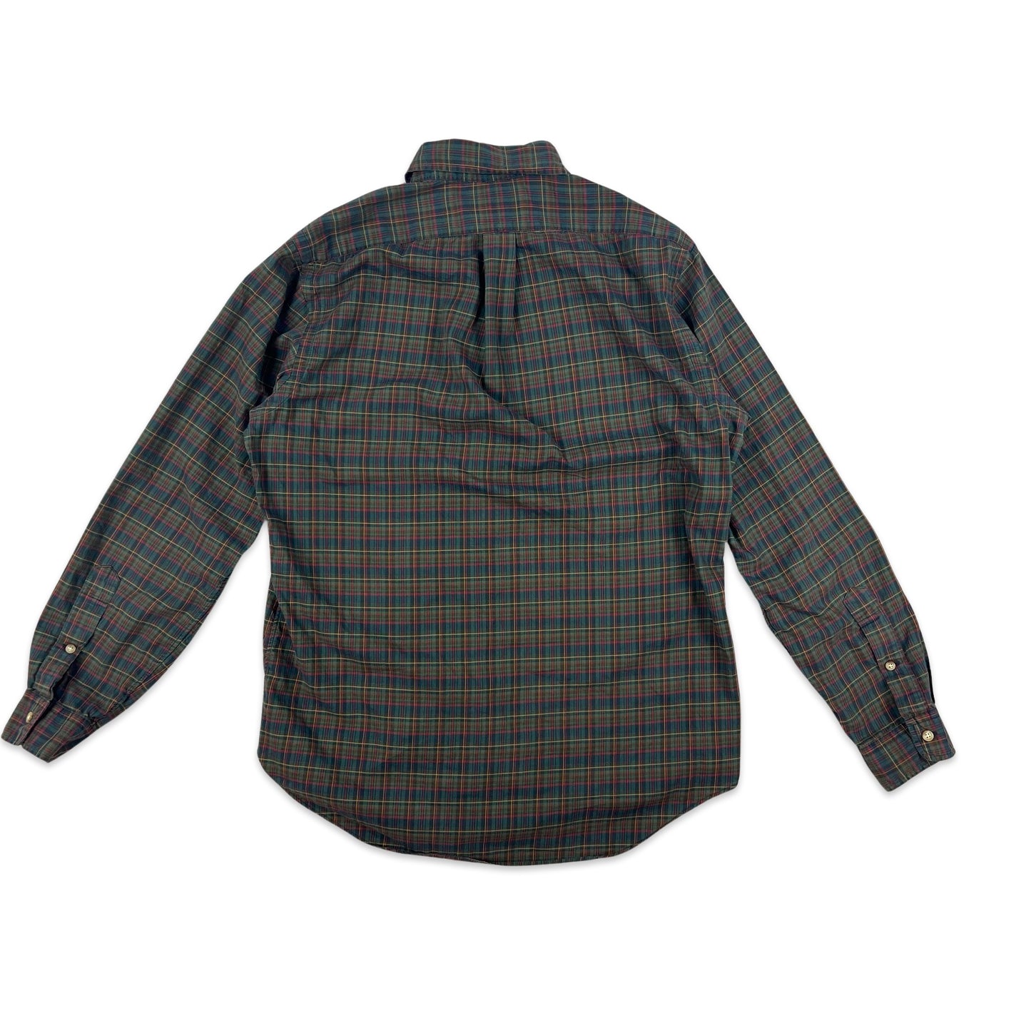 90s 00s Vintage Ralph Lauren Plaid Shirt Green Blue Red Yellow M L