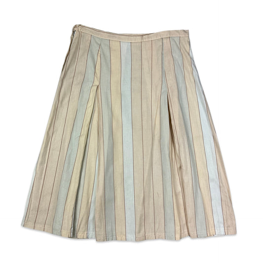 70s Vintage Pink Stripe Pleated Skirt 14