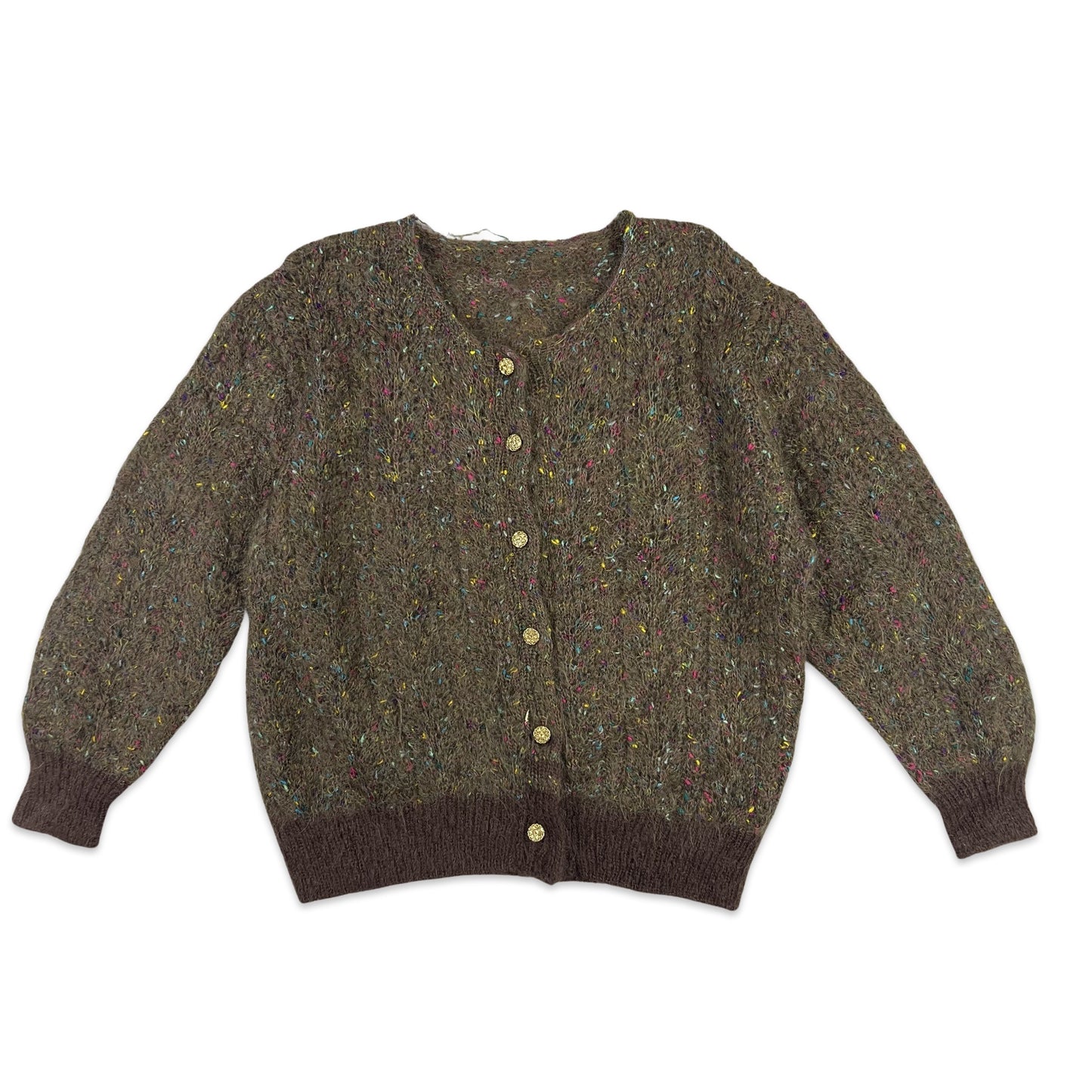 Vintage Mohair Cardigan Brown Green Blue Pink 12 14 16